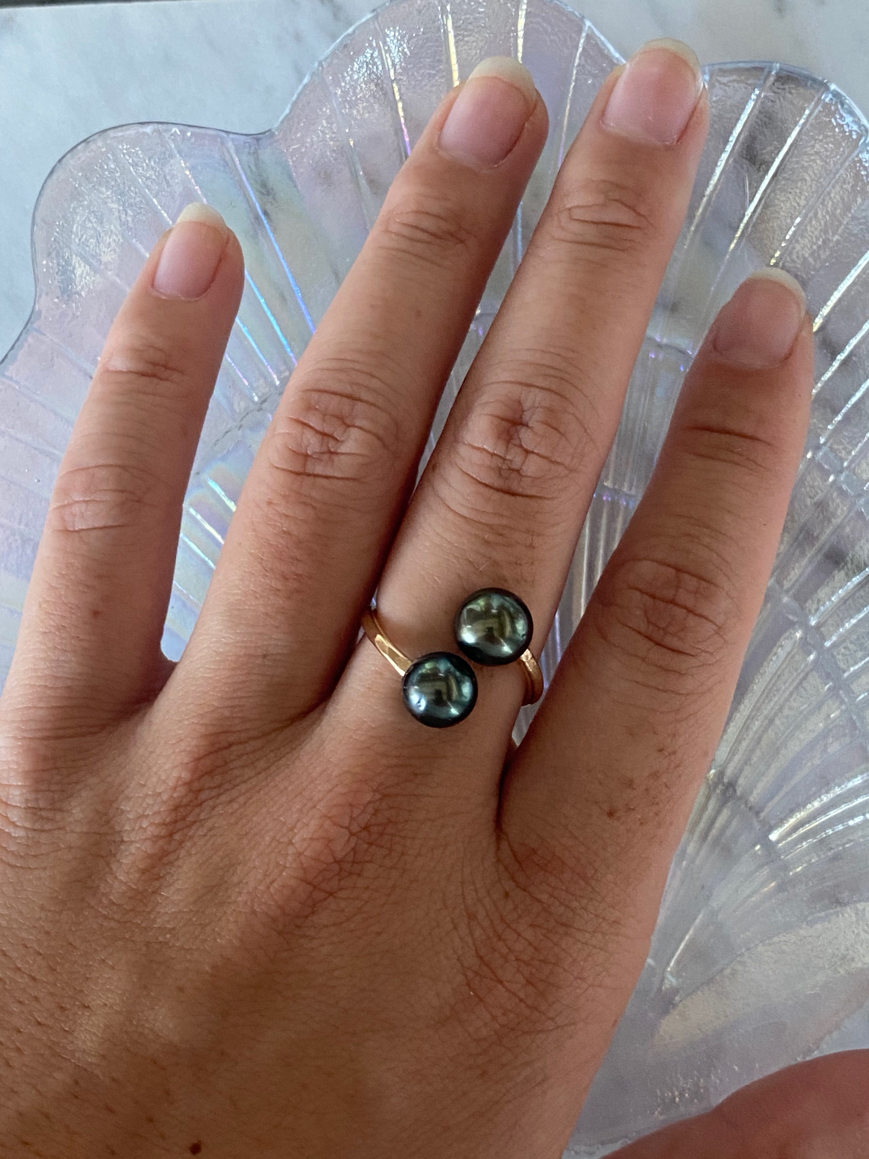 Double Tahitian Pearl Ring